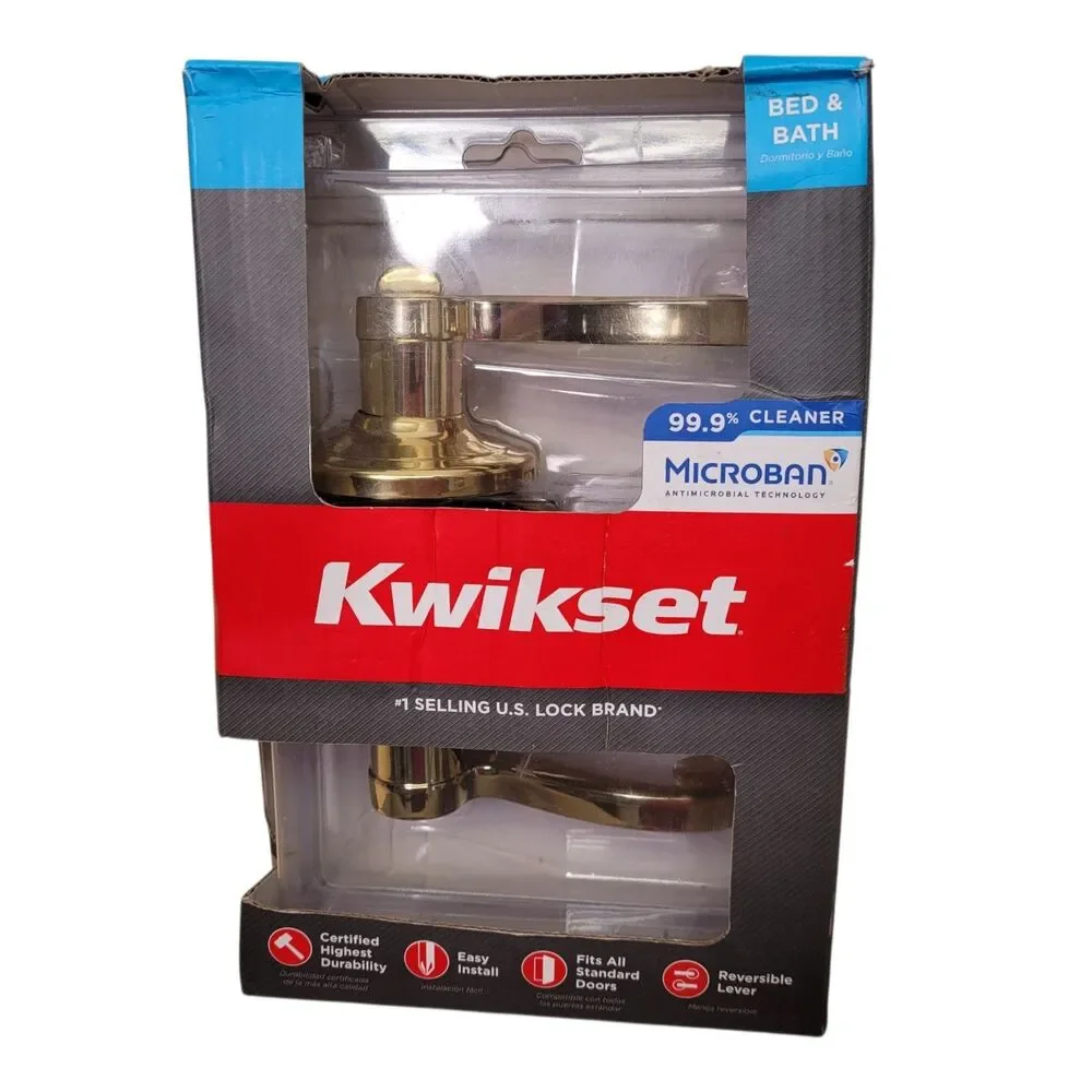 Kwikset Lido 730LL3CP Privacy Lever Interior Door Lever Lock Set Polished Brass - Picture 10 of 12
